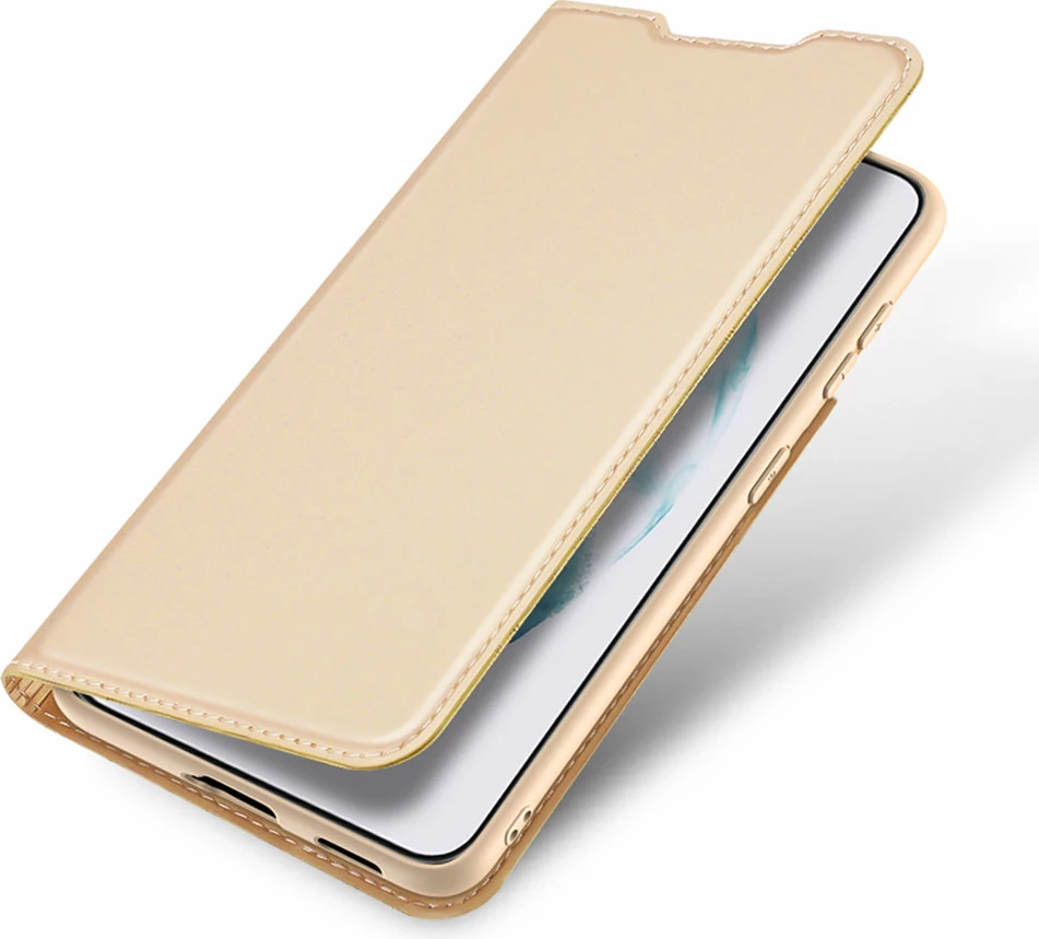 Mbështjellës Dux Ducis Skin Pro për Samsung Galaxy S22+, lëkurë ekologjike, me xhep, me qëndrim, ari