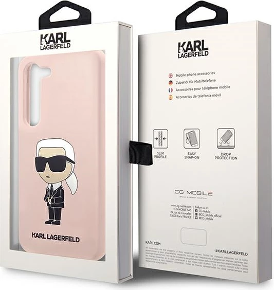 Mbështjellës Karl Lagerfeld KLHCS23SSNIKBCP për Samsung Galaxy S23, silikon, rozë