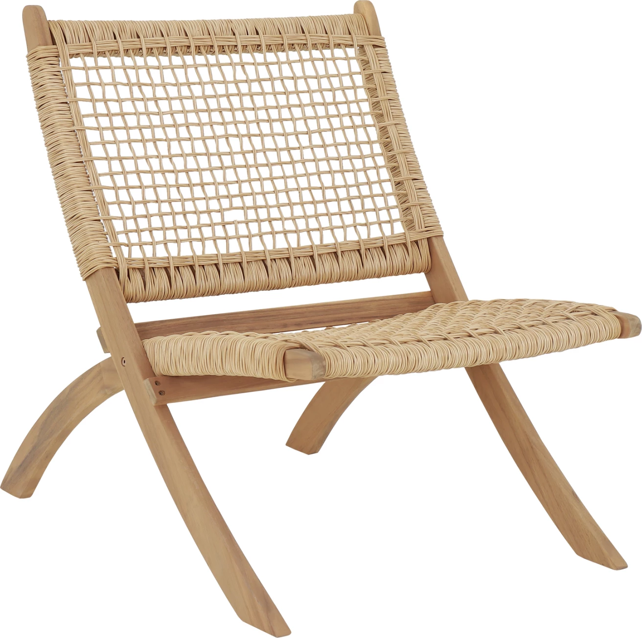 Karrige lounge palosëse FERMO, dru akacie, thurje sintetike, natyrale, 78x60x73cm, set prej 2 copë