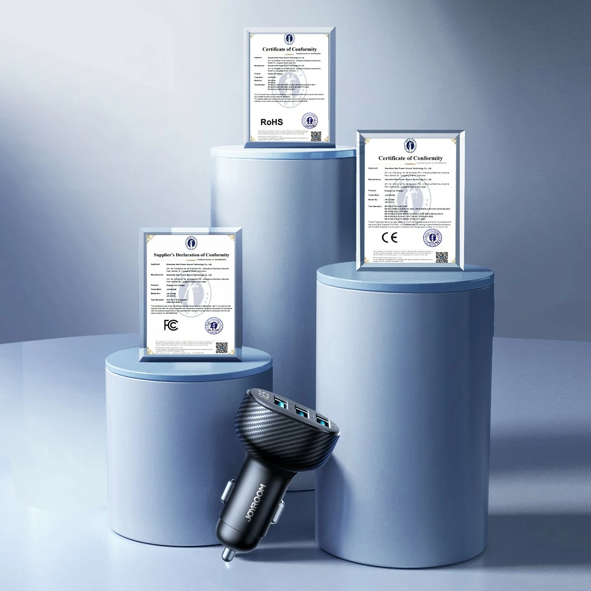 Karikues veture Joyroom JR-CCD03, 3x USB-A, 3.4A, me ekran, zi