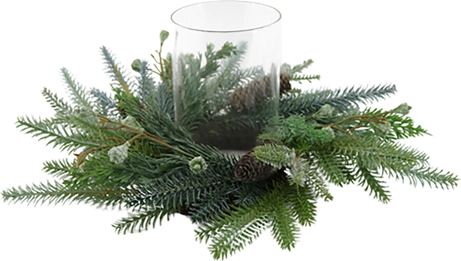 Mbajtës qirinjsh Gaboon për Krishtlindje, 46x46x20, PVC, PE, ngjyrë e gjelbër