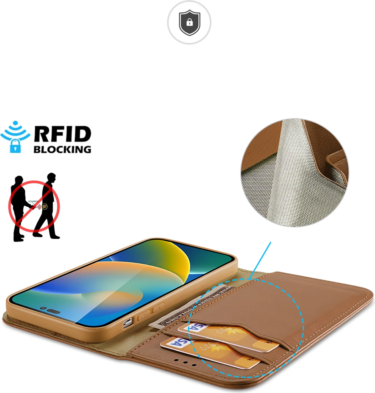 Mbështjellës Dux Ducis Hivo për iPhone 14 Pro Max, lëkurë natyrale, kafe