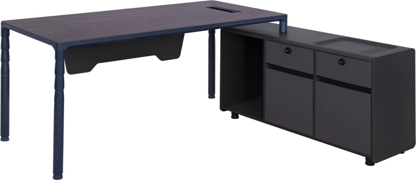 Tavolinë profesionale për zyre, kënd i djathtë, ngjyrë gri dhe wenge, FH2109R, 183x160x76 cm