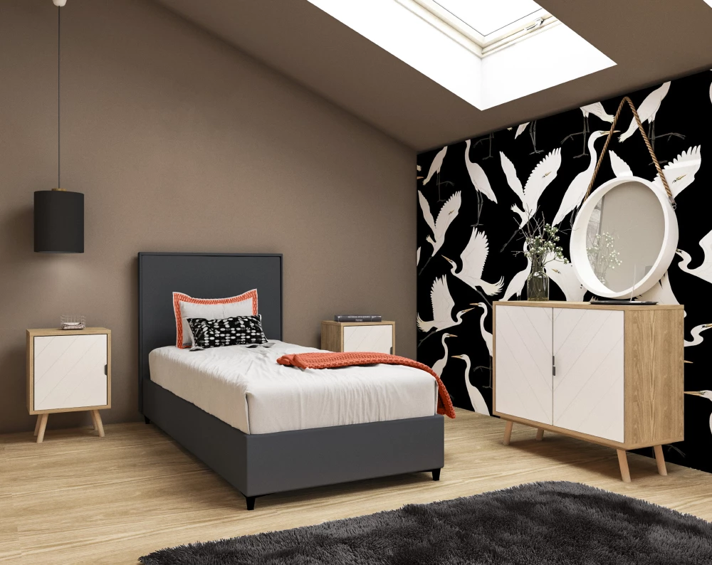 Pasqyrë Ringo, murale, ngjyrë e bardhë, MDF, litar, 60x7.5x60cm