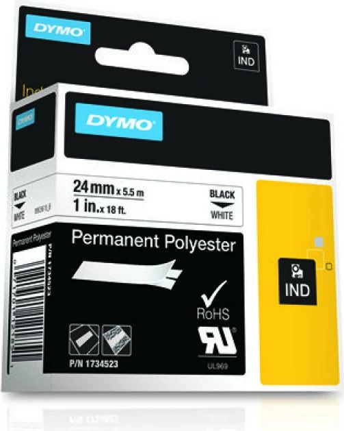 Shirit etiketues, Dymo Rhino 1734523, sipërfaqe me shkëlqim, black on white
