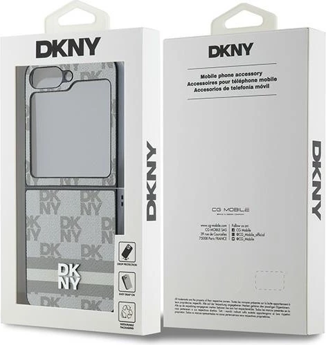 Mbështjellës për celular DKNY Checkered Pattern Printed Stripes për Samsung Galaxy Z Flip 6, Bezhe