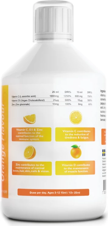 Vitaminë C+D3 Swedish Nutra, 500ml