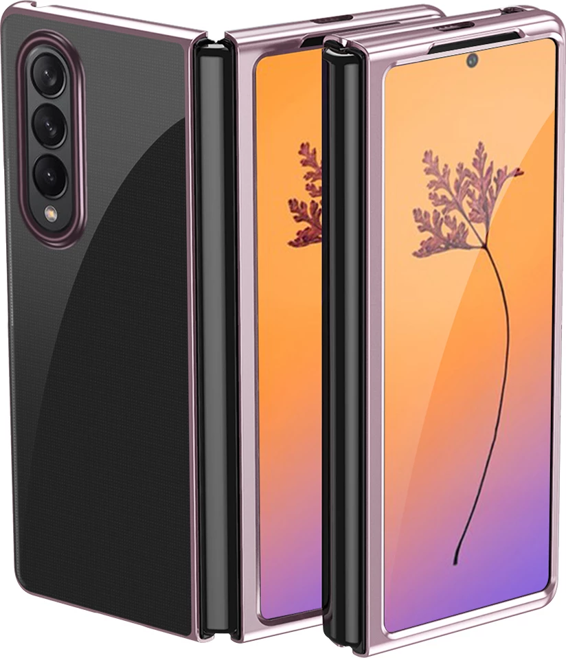 Mbështjellës Hurtel Plating Case për Samsung Galaxy Z Fold 4, PC, kornizë metalike, Rozë
