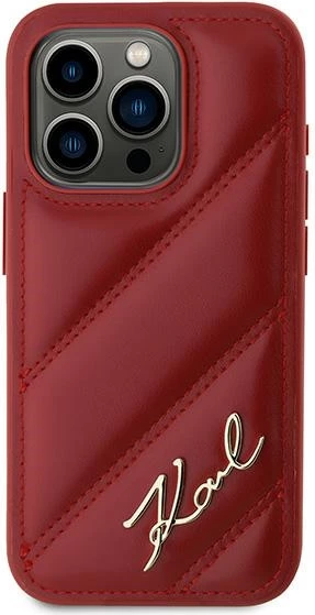 Mbështjellës Karl Lagerfeld Diagonal Quilted Script për iPhone 15 Pro Max, Kuq