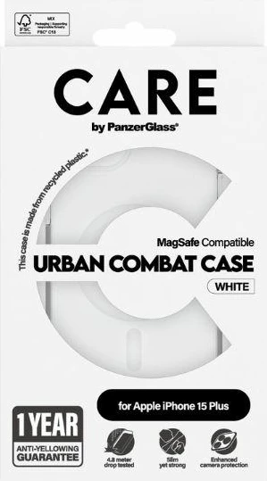 Mbështjellës PanzerGlass Urban Combat Case MagSafe për iPhone 15 Plus, Bardhë