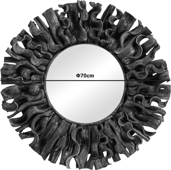 Pasqyrë Adrez Inart druri natyral Φ70x8cm