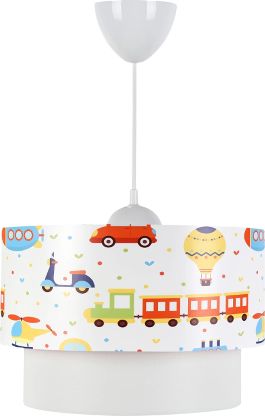 Llambë varëse për dhomën e fëmijëve, FH7573.01, dyfishtë, me figura shumëngjyrëshe të lodrave të transportit
