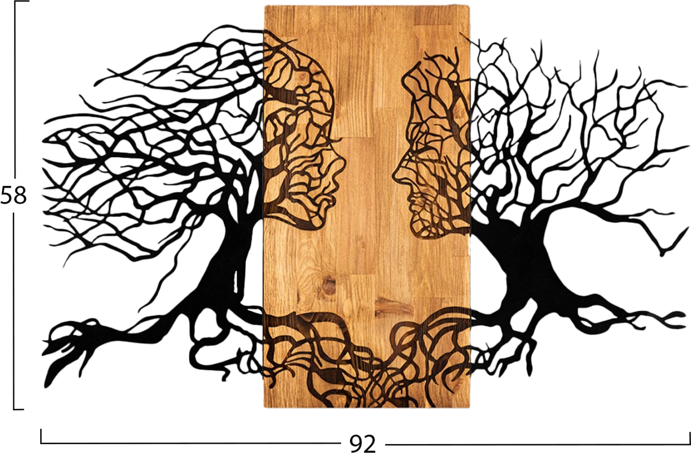 Dekor muri Illusion, metal i zi, dru, 92x3x58cm