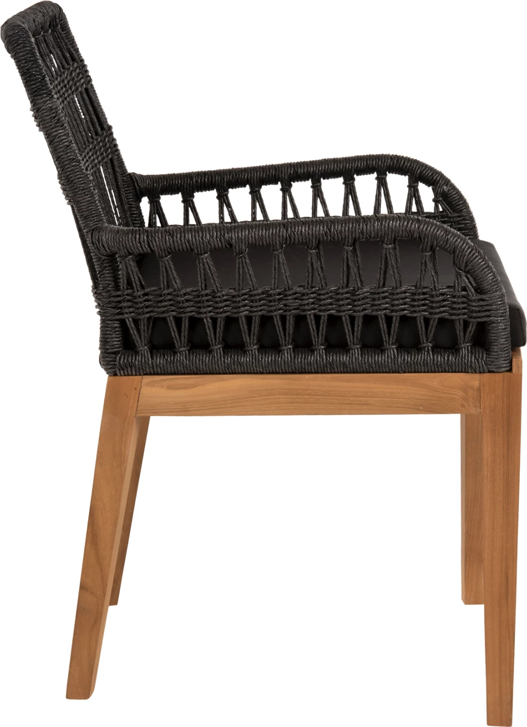 Karrige me krahë Stardom, dru teak, ngjyrë mjaltë, litar i zi, FH9760.03, 57x65x83cm