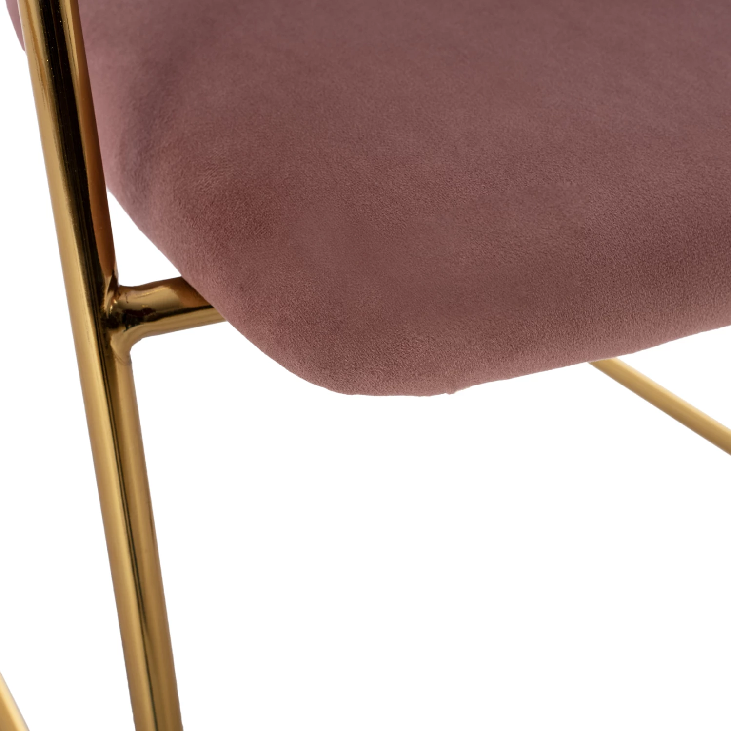 Karrige për bar mesatare, kadife rozë e zbehtë, kornizë e artë, FH8735.02, 54x58x95 cm., set prej 2 copë