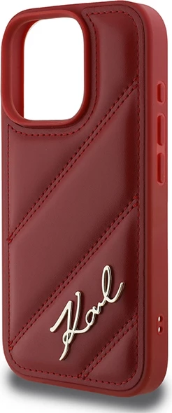 Mbështjellës Karl Lagerfeld Quilted Signature për iPhone 16 Pro, Kuq
