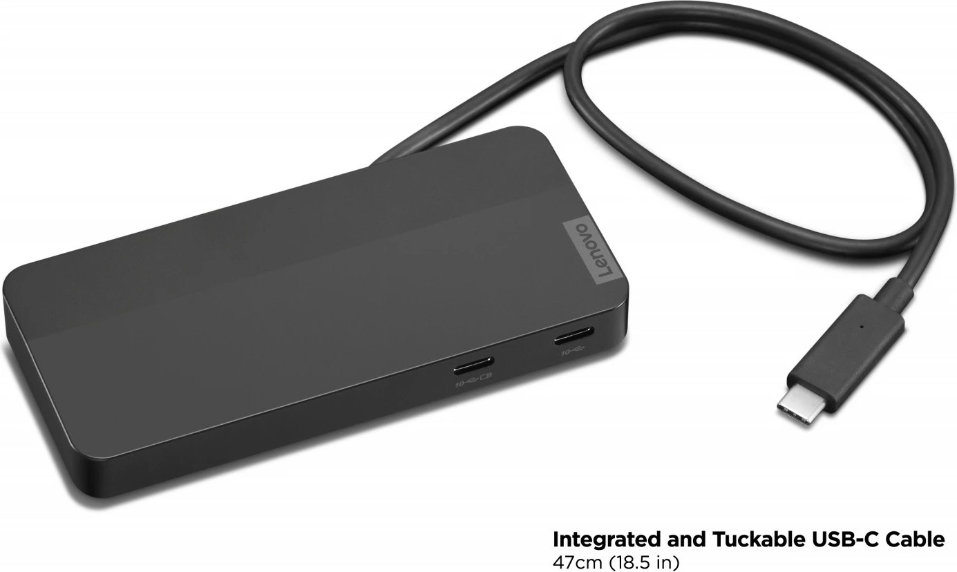 Dok USB-C udhëtimi Lenovo 40B90100EU dy ekrane 4K, DP/HDMI, RJ-45, USB 3.2, PD deri 100 W, i zi, set me furnizues 100 W