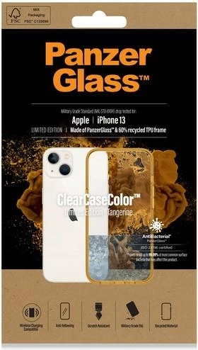 Mbështjellës PanzerGlass ClearCase antibakterial për iPhone 13/14/15, transparent i verdhë