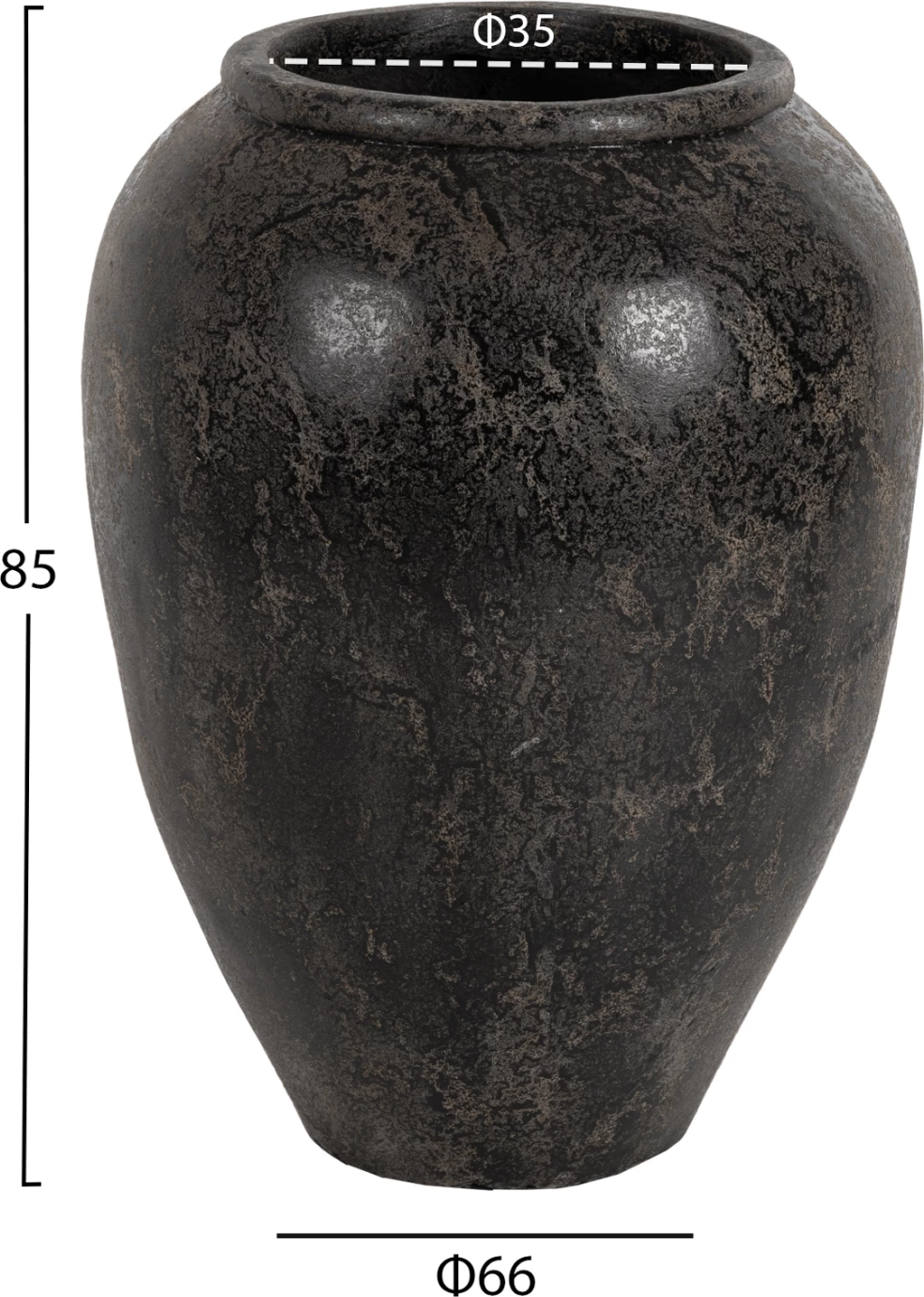 Vazo dekorative për dysheme SPARTA FH7934 ngjyrë e zezë Φ66x85Hcm