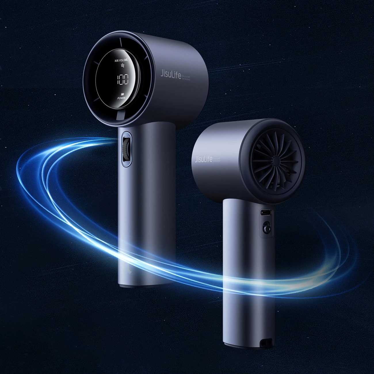 Ventilator dore Jisulife Pro1 FA53, 3600 mAh, ekran LED, USB-C, kaltër e errët