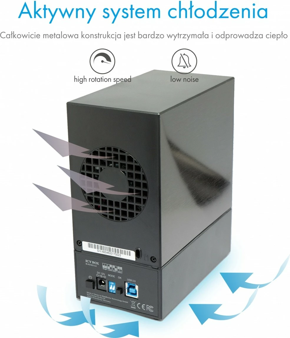 Kasë IcyBox IB-RD3621U3 për 2x3.5" HDD/SSD, RAID, USB 3.0, e zezë