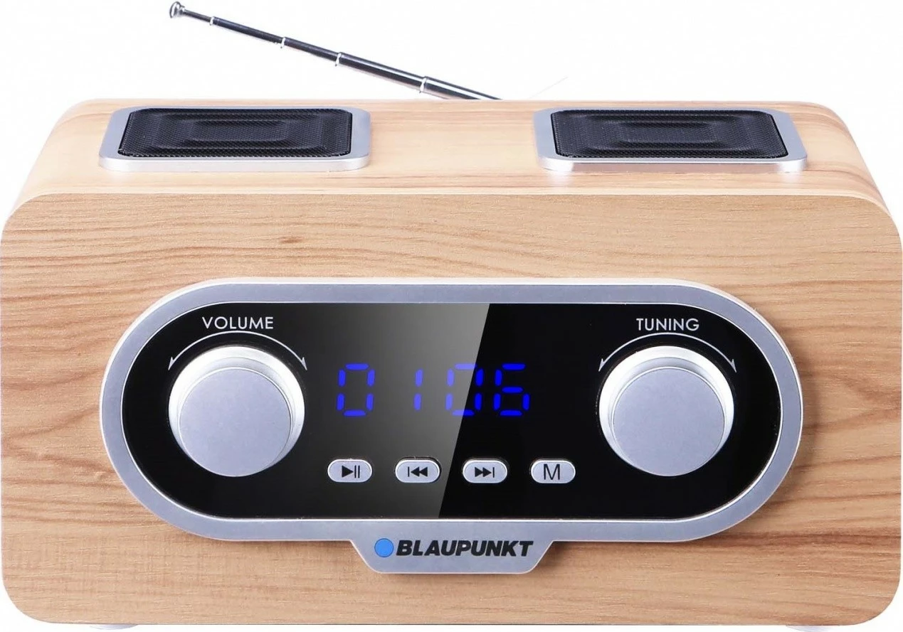 Radio portabile Blaupunkt PP5.2CM, FM PLL, USB/AUX, orë, ngjyrë dru
