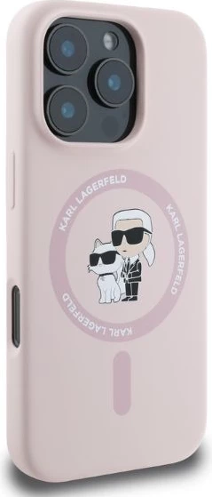 Mbështjellës, Karl Lagerfeld, Silicone Karl & Choupette Heads MagSafe, për iPhone 16 Pro Max 6.9", MagSafe, rozë