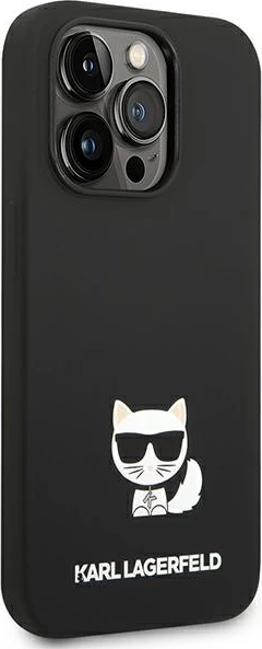 Mbështjellës Karl Lagerfeld KLHCP14XSLCTBK për iPhone 14 Pro Max, silikon, Choupette, zi