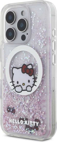 Mbështjellës Hello Kitty Liquid Glitter Sweet Kitty Bows MagSafe për iPhone 16 Pro, Bardhë