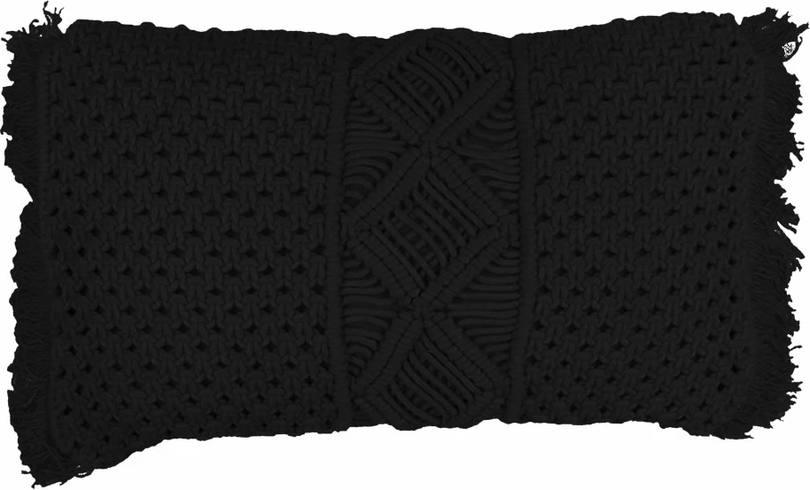 Jastëk dekorativ Al Mano, makrame, pambuk-poliester, i zi, 45x45x5cm