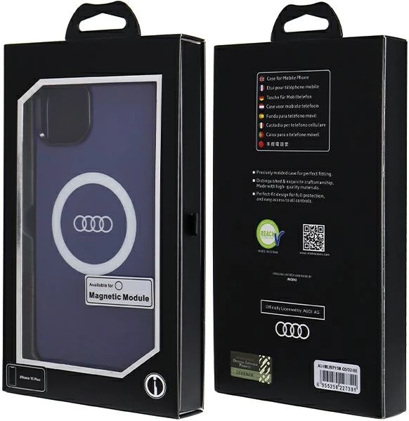 Mbështjellës Audi IML Big Logo MagSafe për iPhone 15 Plus / 14 Plus, Blu