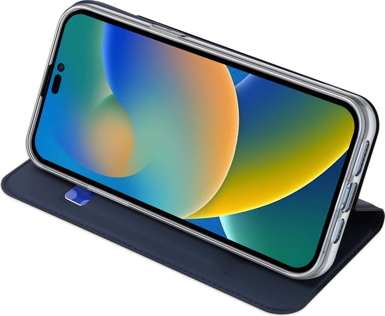 Mbështjellës Dux Ducis Skin Pro për iPhone 14 Pro Max, me xhep kartelash, me stand, Blu