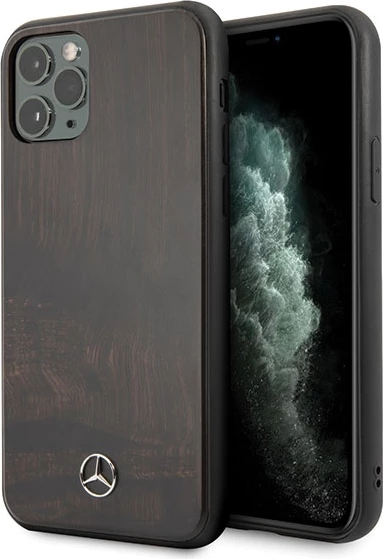 Mbështjellës Mercedes Wood Line Rosewood për iPhone 11 Pro, kafe