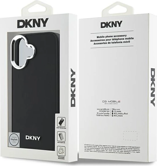 Mbështjellës DKNY për iPhone 16, MagSafe, i zi