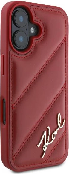 Mbështjellës Karl Lagerfeld Diagonal Quilted Script për iPhone 16, Kuq