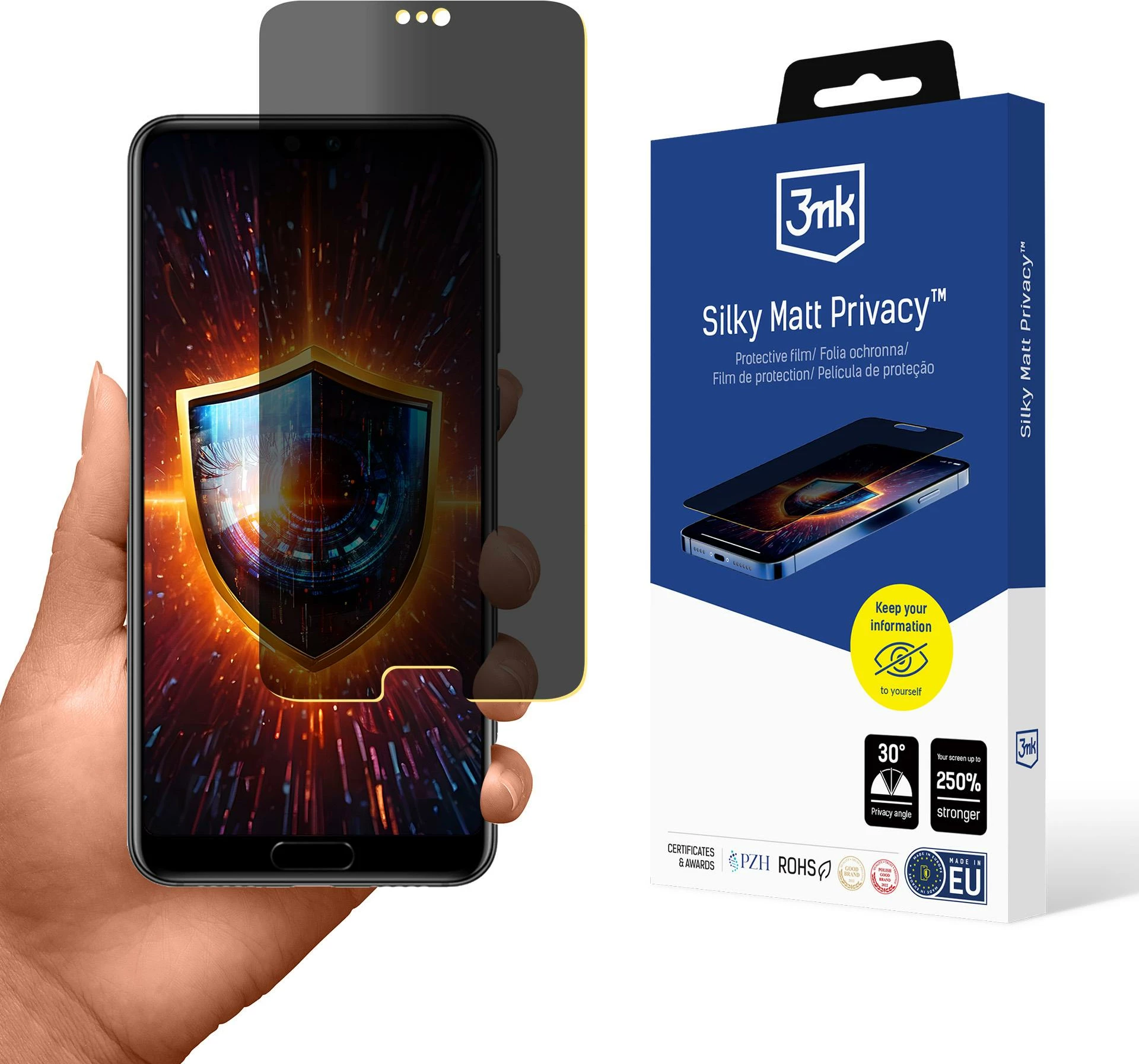 Mbështjellës ekrani 3mk Silky Matt Privacy për Huawei P20 Pro, mat, me funksion privatësie