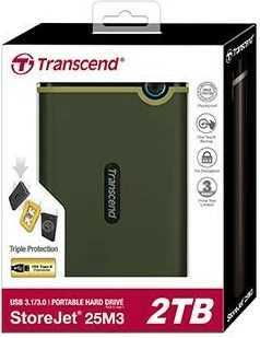 Hard disk i jashtëm Transcend StoreJet 25M3G 1TB, USB 3.1, military green