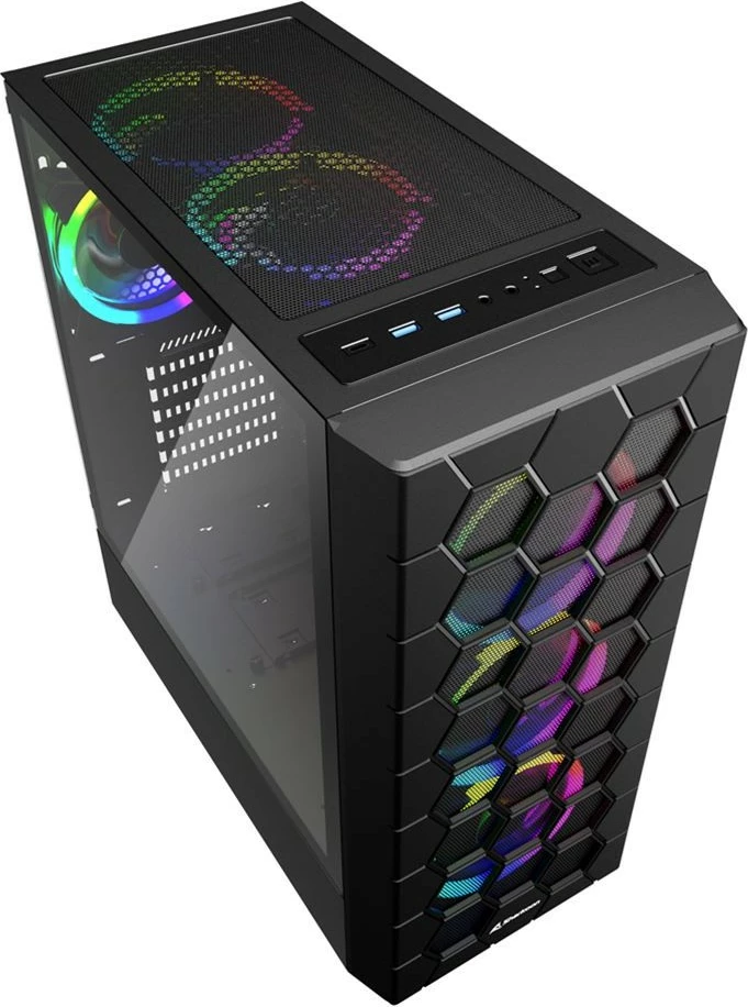 Kasë Sharkoon RGB HEX, ATX/micro ATX/Mini-ITX, gaming, e zezë