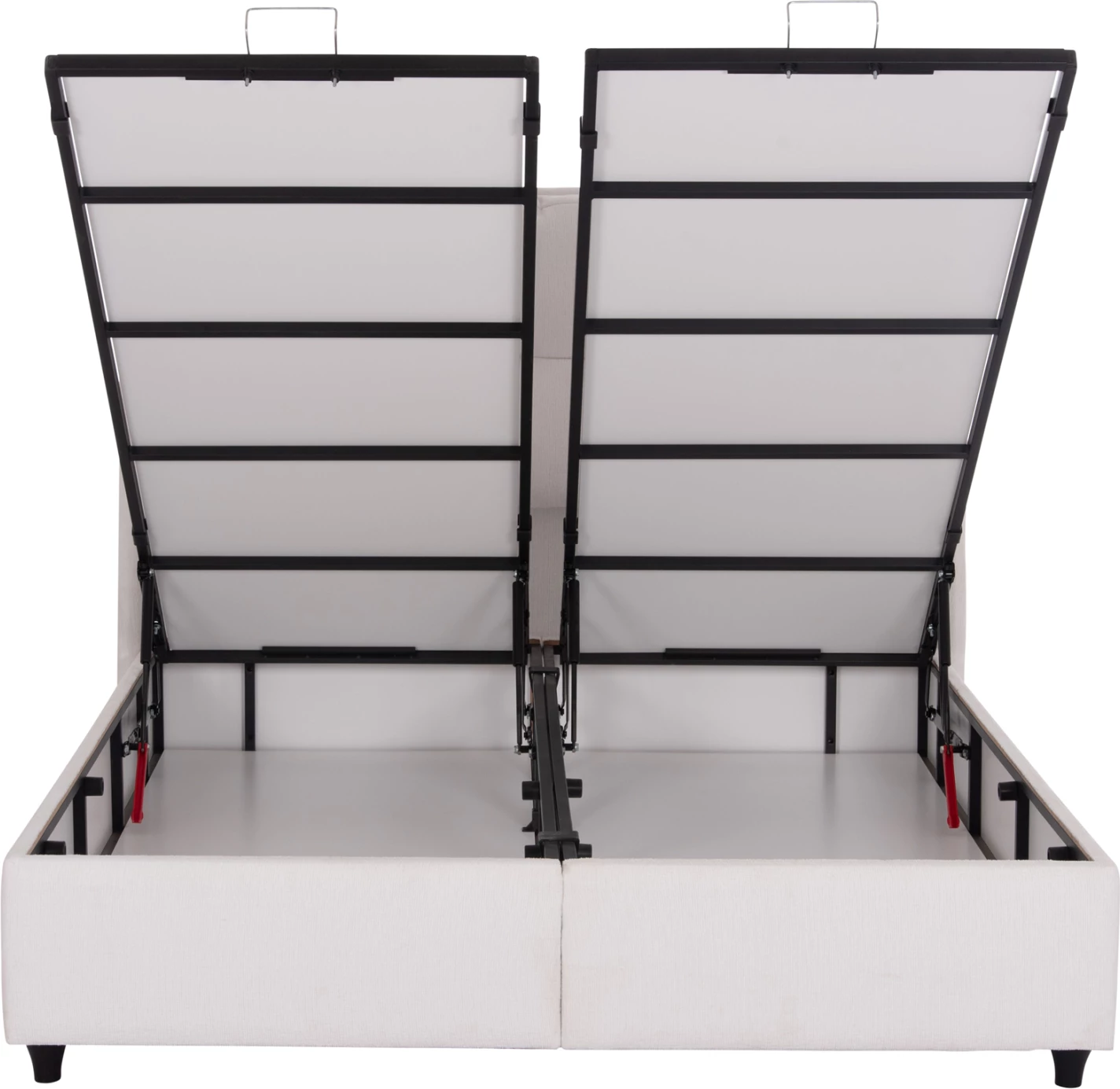 Krevat me hapësirë depozitimi DREAMLET, stof boucle i bardhë, për dyshek 160x200cm