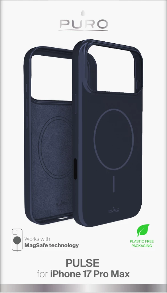 Mbështjellës Puro Pulse për iPhone 17 Pro Max, polikarbonat, MagSafe, kaltër e errët
