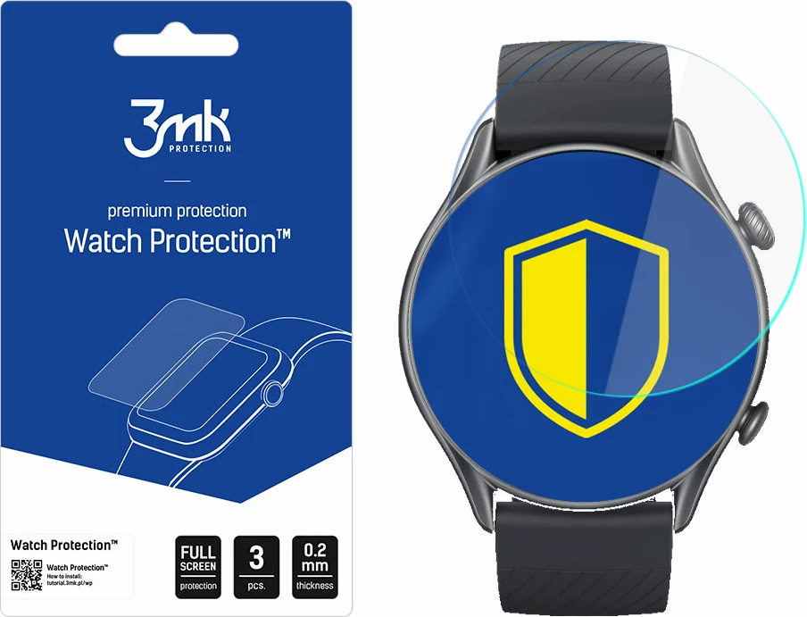 Mbrojtës ekrani për orë Xiaomi Amazfit GTR 3 Pro, 3mk Protection Watch Protection ARC+, set 3 copë
