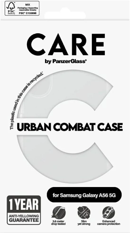 Mbështjellës PanzerGlass CARE Urban Combat Case për Samsung Galaxy A56 5G, Transparent