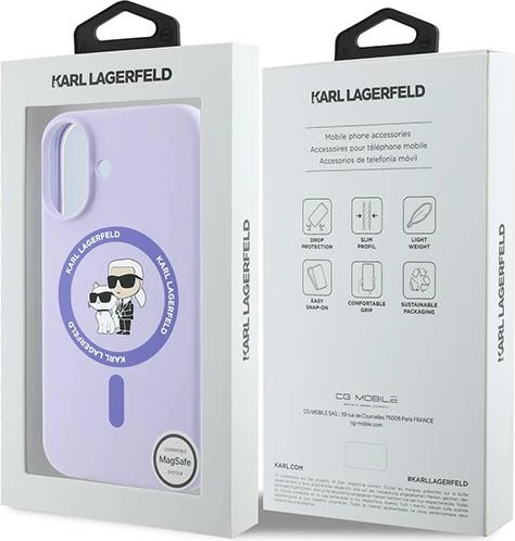 Mbështjellës Karl Lagerfeld Silicone KC Heads Ring MagSafe për iPhone 16 Plus, Vjollcë