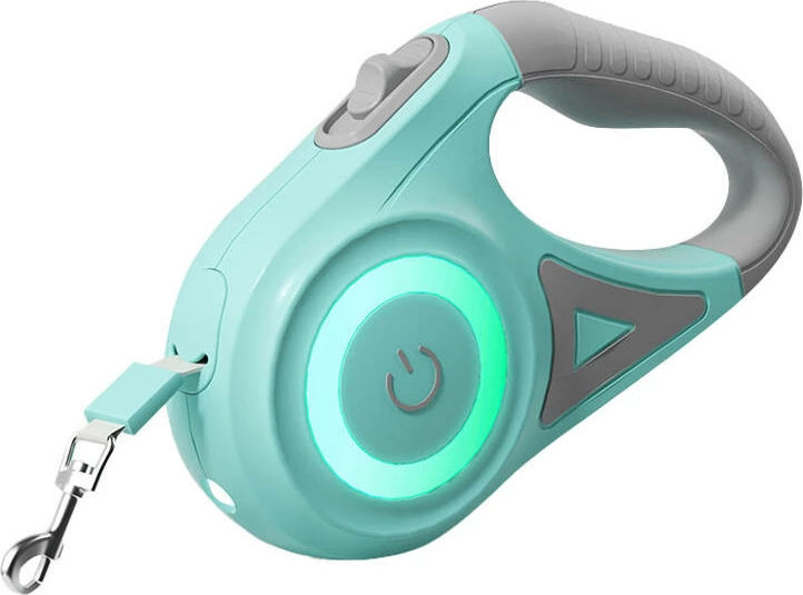 Litar automatik për kafshë Rojeco RQYS-04Gr, 5m, me dritë LED dhe RGB, Gjelbër