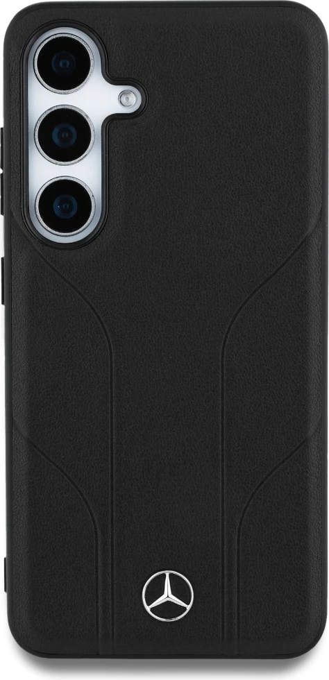 Mbështjellës Mercedes Leather Debossed Lines MagSafe për Samsung Galaxy S25+, i zi