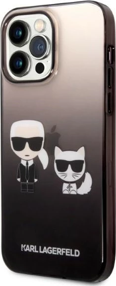 Mbështjellës Karl Lagerfeld KLHCP14LTGKCK për iPhone 14 Pro 6.1", Ikonik Karl & Choupette, i zi