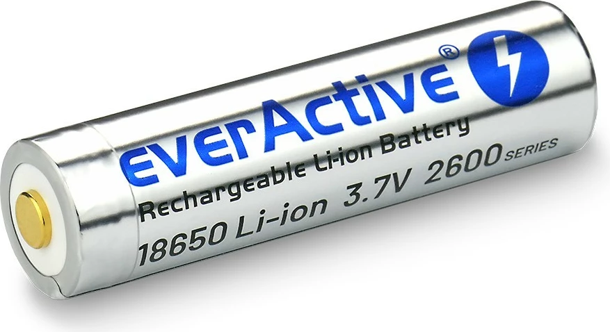Bateri rikarikueshme everActive 18650 Li-ion, 2600 mAh, me micro USB, Argjend