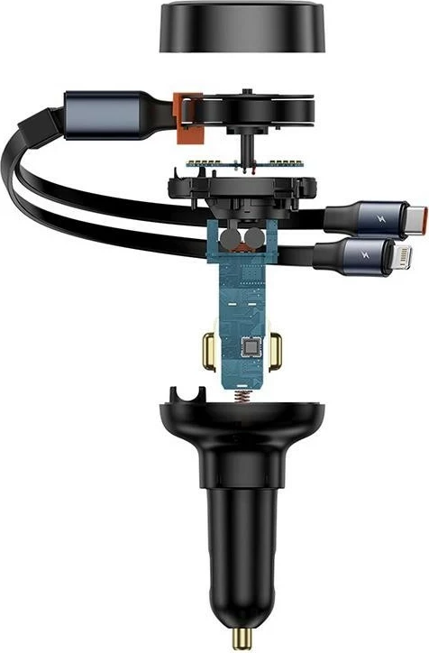 Karikues veture Baseus Enjoyment USB-C, 60W, me kabllo USB-C dhe Lightning, i zi