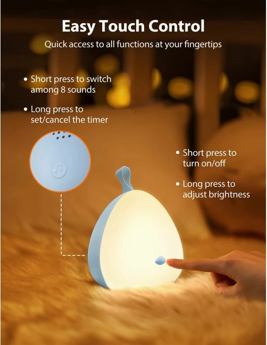 Dritë nate për fëmijë VAVA Little Chick 78-08010-021, 3000-3500K, me melodi/tinguj gjumi, blu