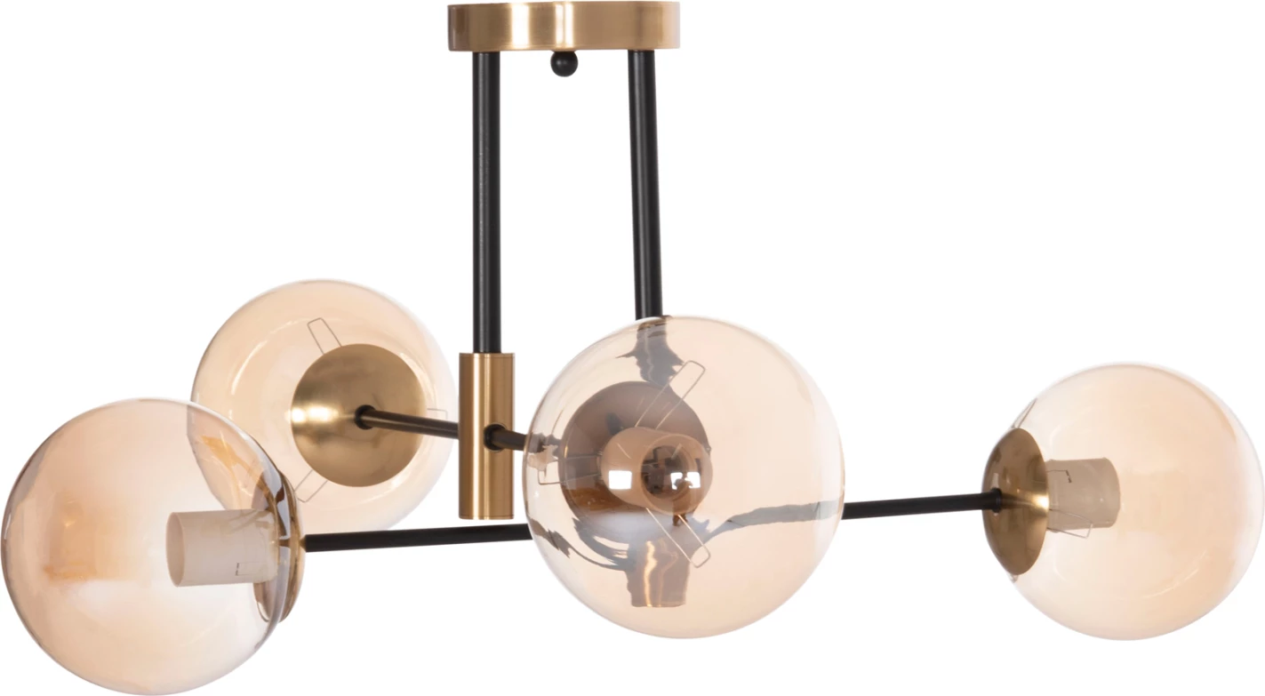 Llambë tavani DREMP, katër drita, e zezë-ari, 68x68x36cm